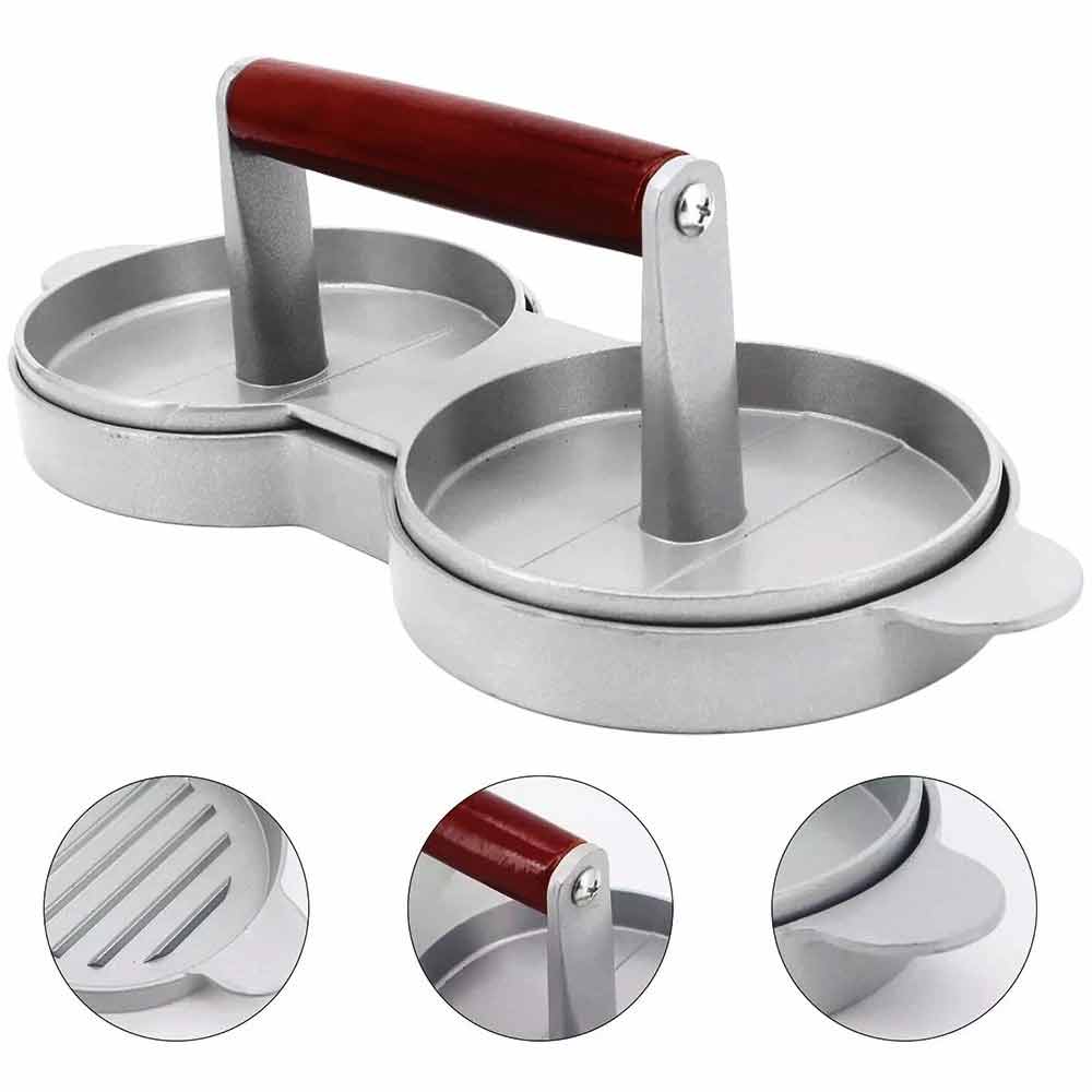 Double Burger Press Hamburger Maker – Non-Stick Aluminum Beef Patty Meat Tool for BBQ