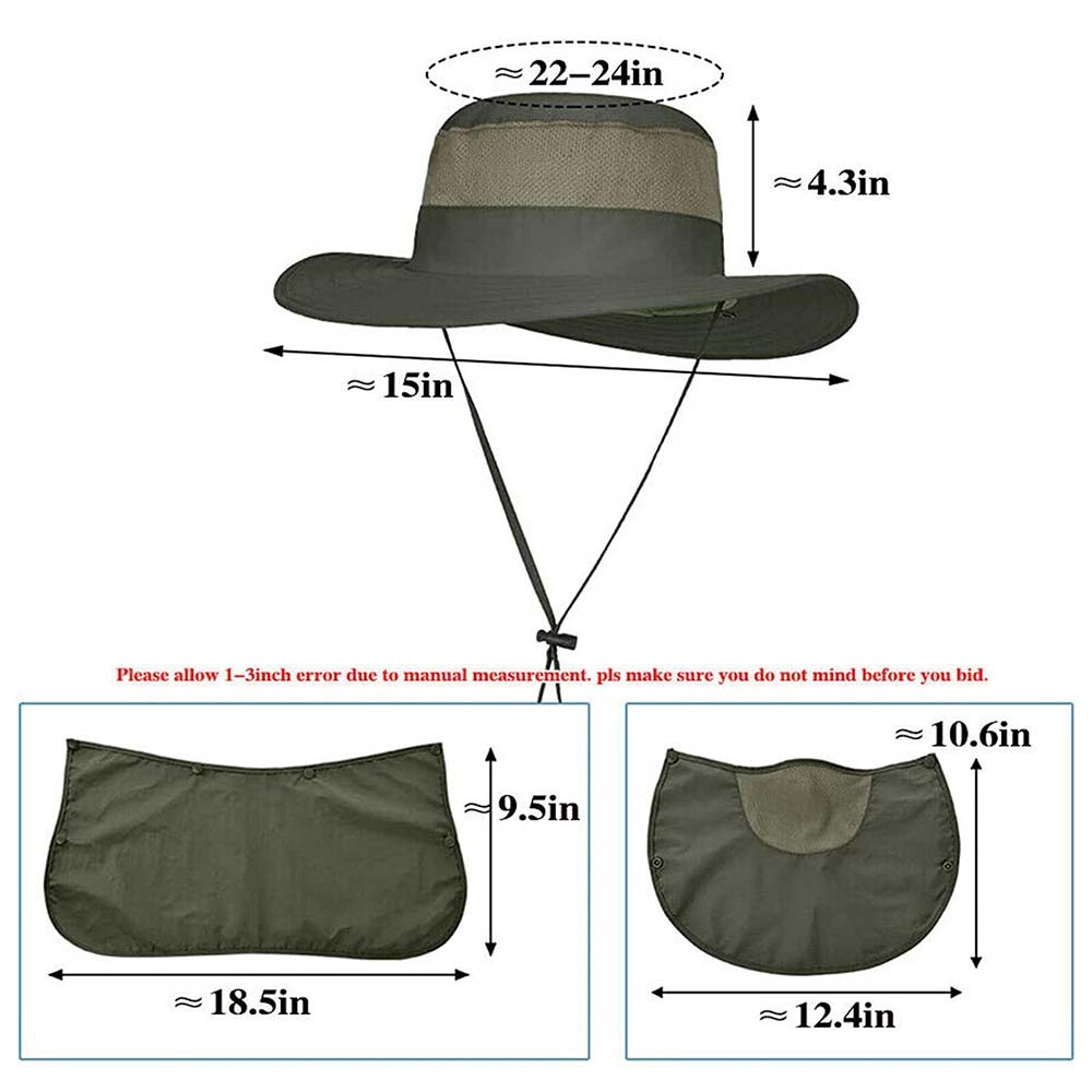 Outdoor Sun UV Protection Fishing Cap Neck Face Flap Hat Wide Brim Cover Summer