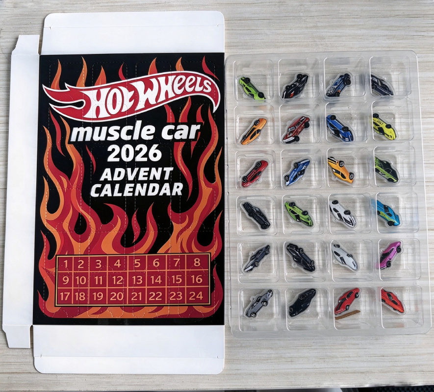 Hot Wheels 2026 Muscle Advent Calendar 2D- 24 Days of Mini Toy Cars