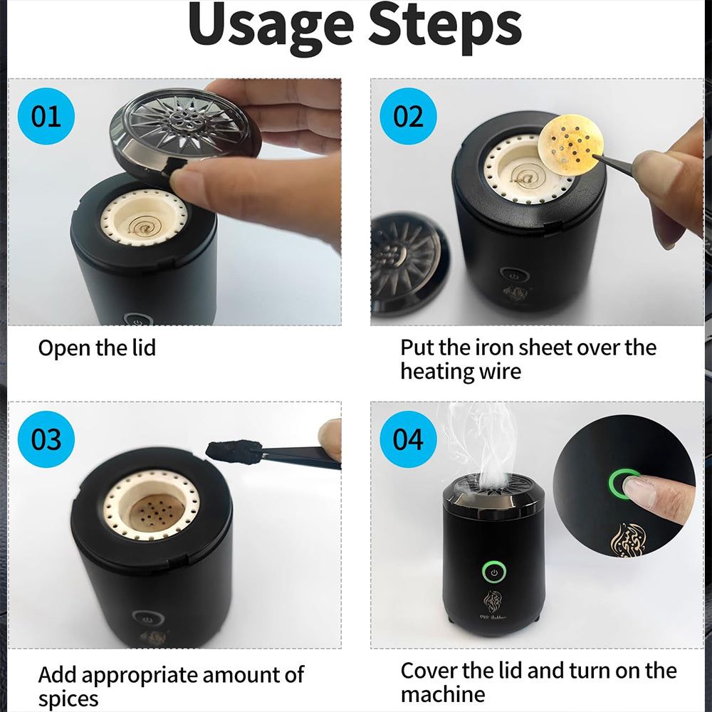 Mini Electric Incense Burner - USB Rechargeable Bakhoor Aroma Diffuser