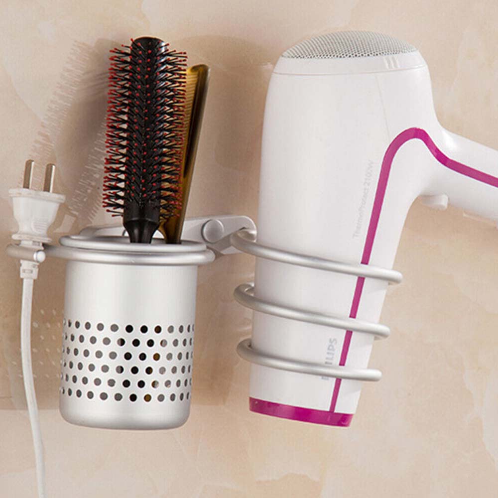 Bathroom Wall Mounted Straightener Holder Rack Hair Dryer Stand HolderOrganizer