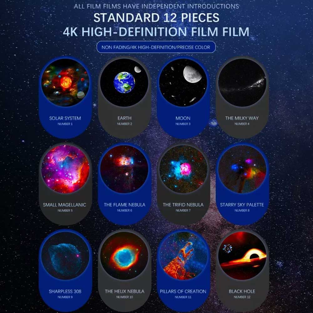 Rocket Astronaut Projection Light, Star Sky Galaxy Projector, 12 Galaxies Films
