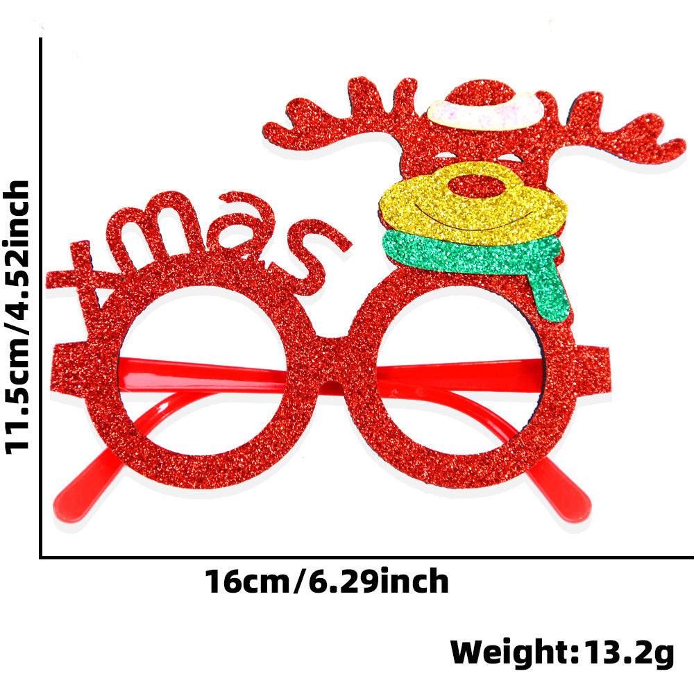 Festive Christmas Glasses – Glitter Reindeer & Tree Party Frame Decoration