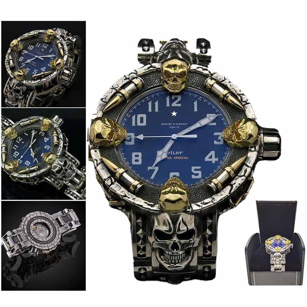 Punk Skull Watch for Men Women Cool Style Wrist Watches Gift Box