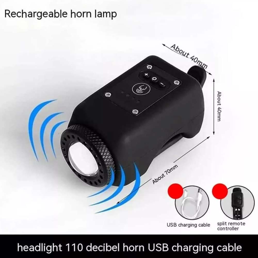 USB Bike Horn Mountain Bike Electronic Horn Bell Mountain Bike Light Bike Accessories-Black
