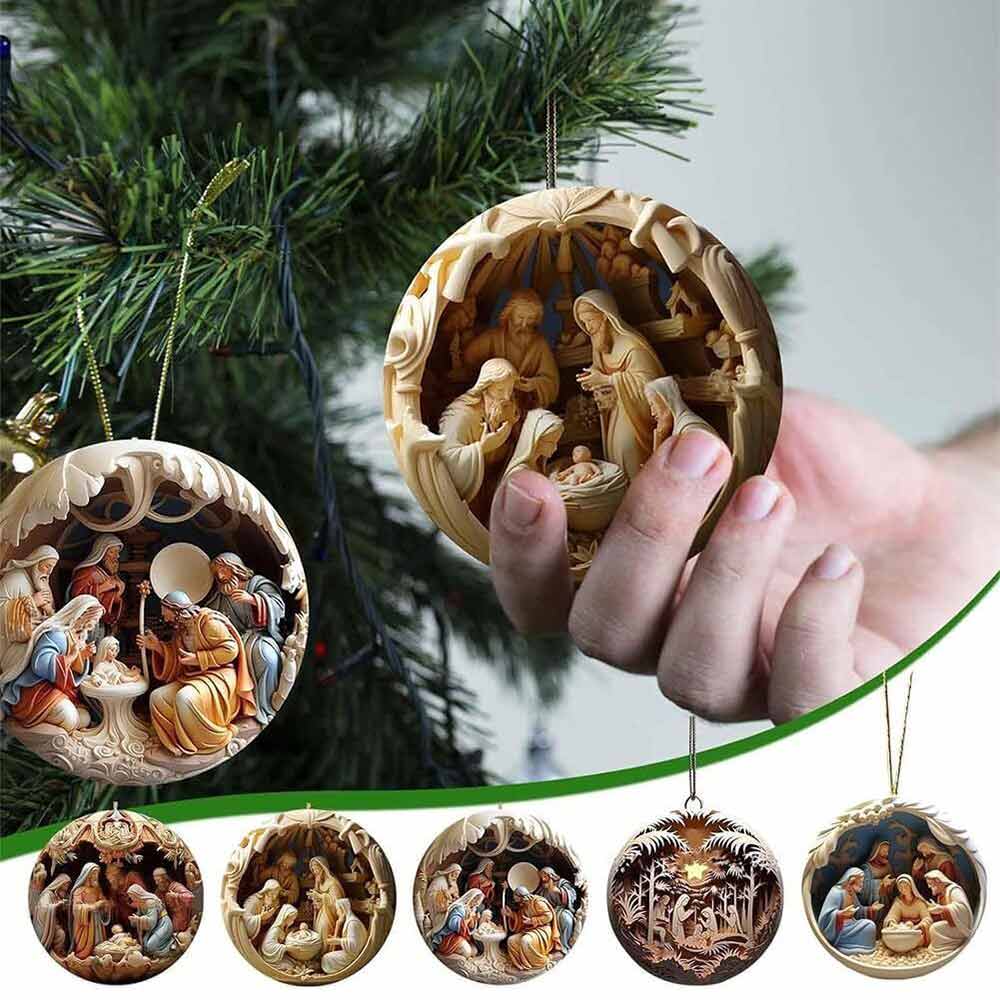 6PCS Nativity Christmas Ornament for Xmas Tree Birth of Jesus Christian Decor