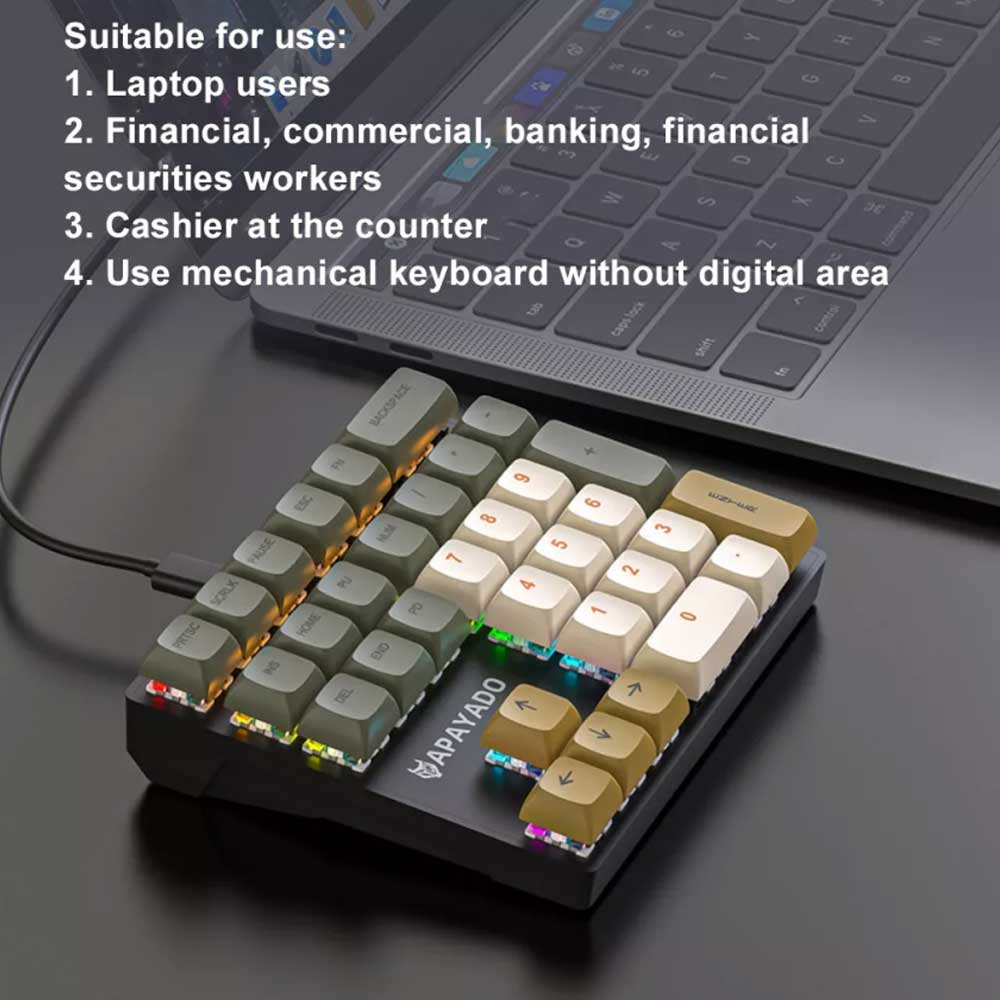 RGB K33 External Mini Keyboard 33 Key Left-Hand PBT Keycap Plug & Play Keypad