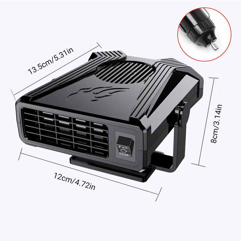 Portable 300W Electric Car Heater 12V DC Cooling Fan Defogger Defroster Demister