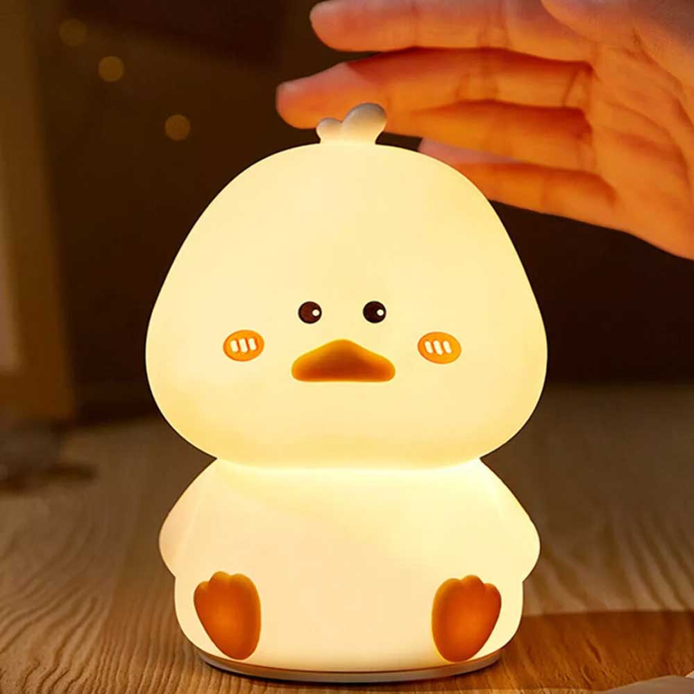 Silicone LED Night Light Duck Touch Bedside Lamp Kid Bedroom USB Rechargeable