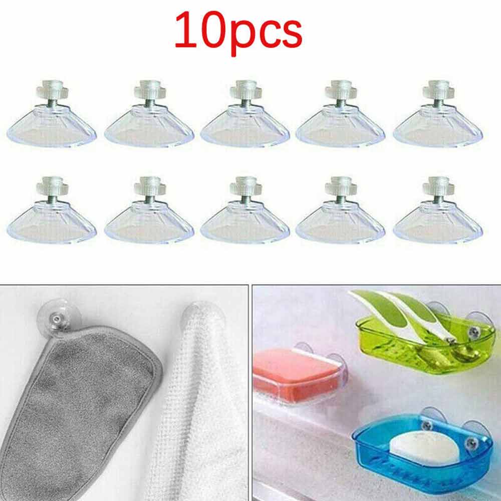 10PCS Strong Suction Cups with M4 Screw Rod Knurled Hook Clear Kitchen Glass