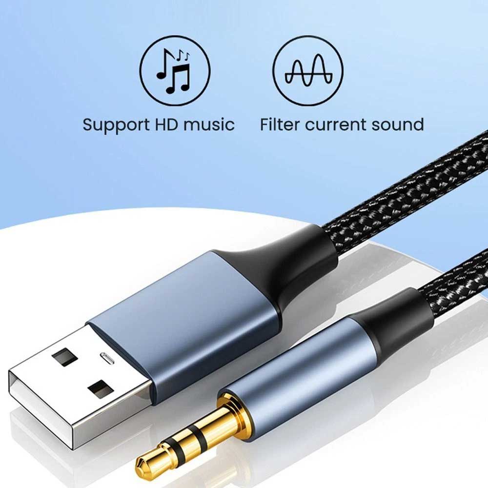 USB A to 3.5 Jack Adapter Wire USB to 3.5mm Aux Line Male to Male Audio Cable