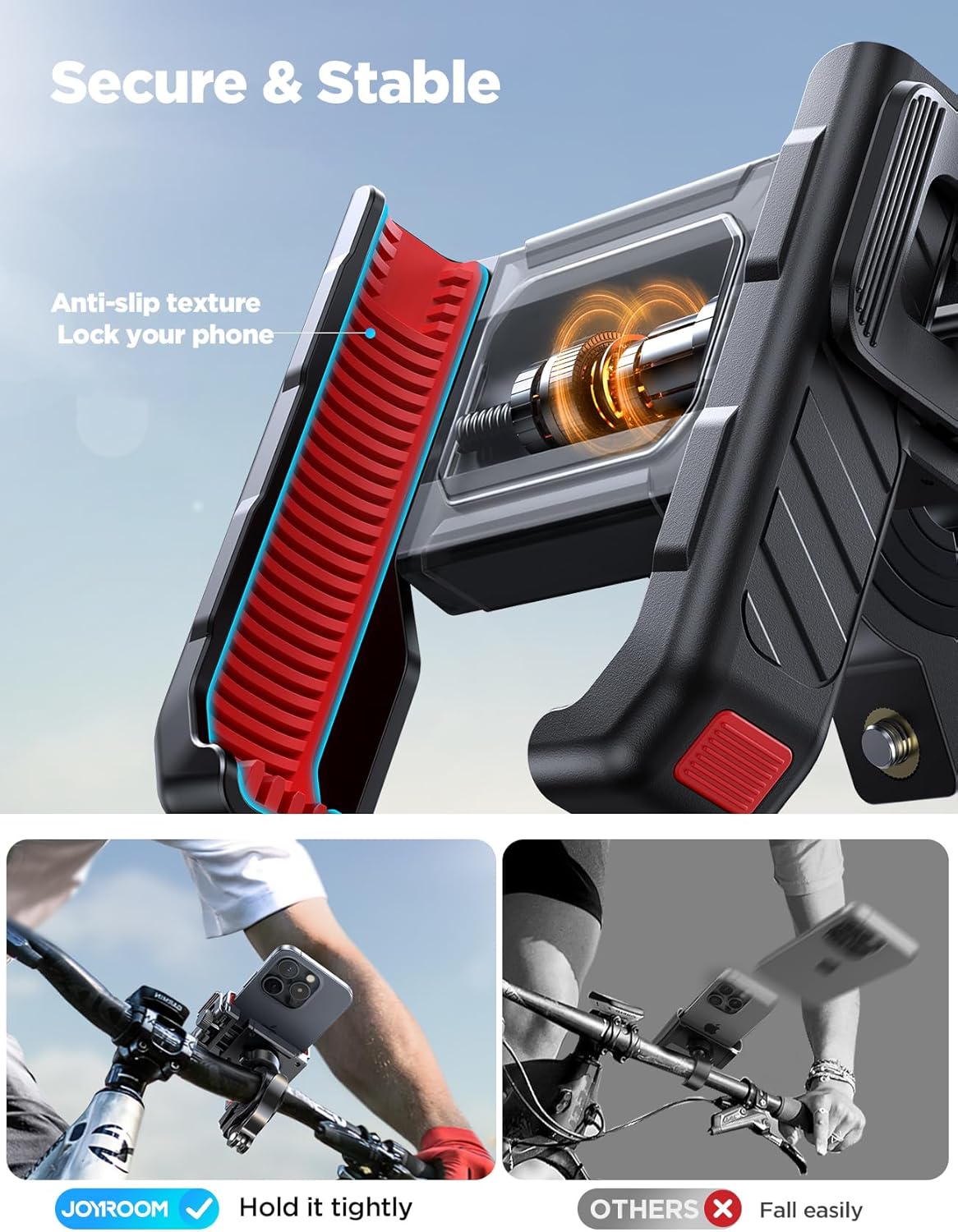 JOYROOM Bike Phone Mount - Handlebar Holder for iPhone Samsung 4.7–7 Inch