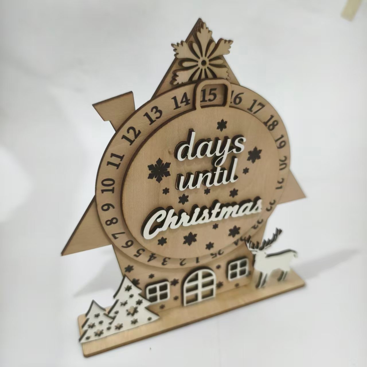 Wooden Advent Calendar - DIY Tabletop Christmas Countdown with Changeable Day