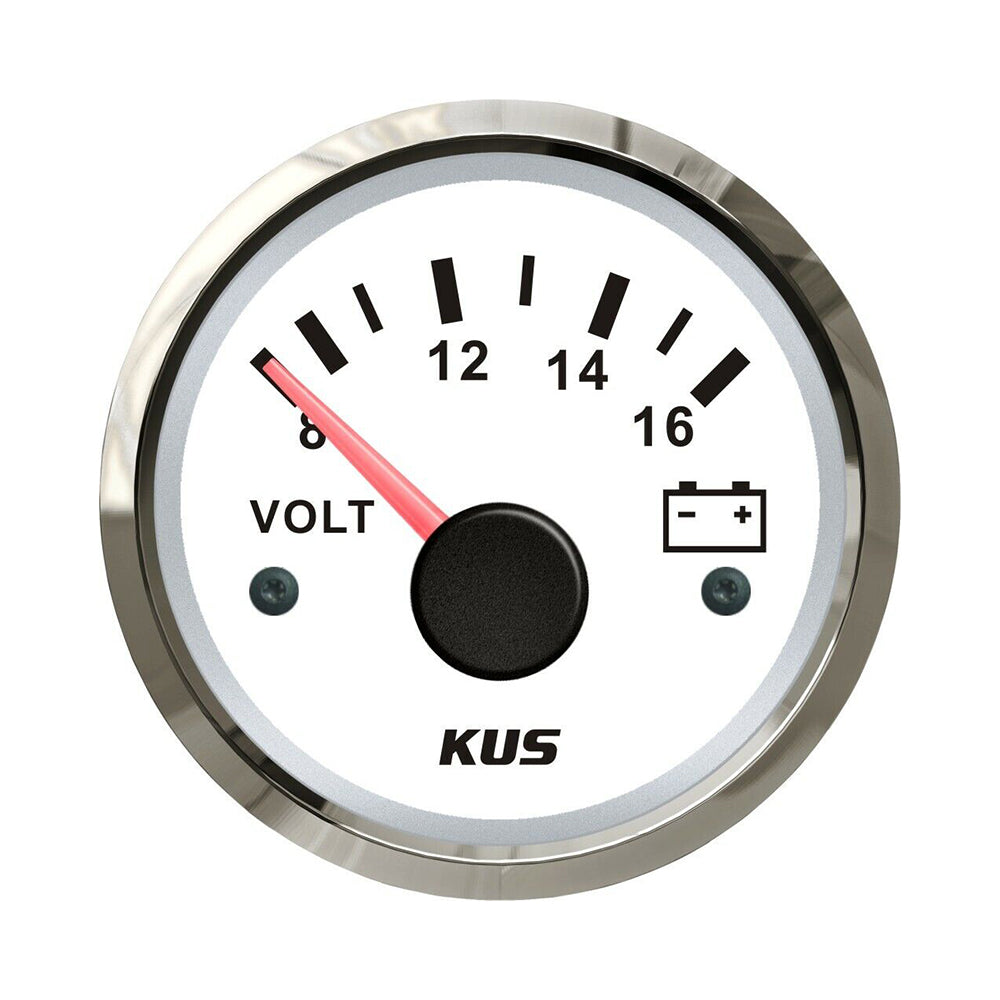 KUS Boat Voltmeter Marine Battery Gauge Car Truck RV Range 8-16V 52mm