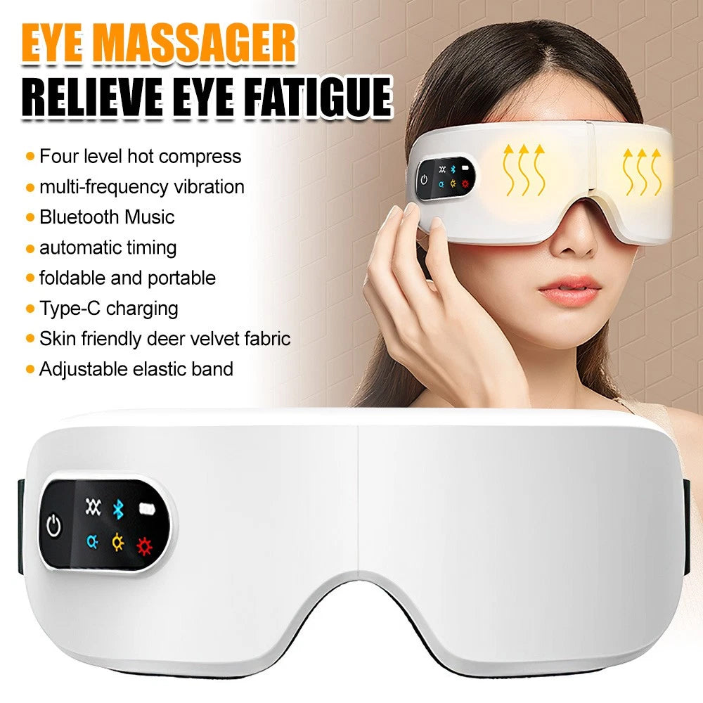 Eye Massager with Heat - Bluetooth Music Heated Eye Mask for Relax & Strain Relief