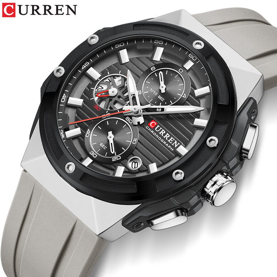 Men's Military Sport Watch – Multifunction Chronograph Calendar Silicone Strap