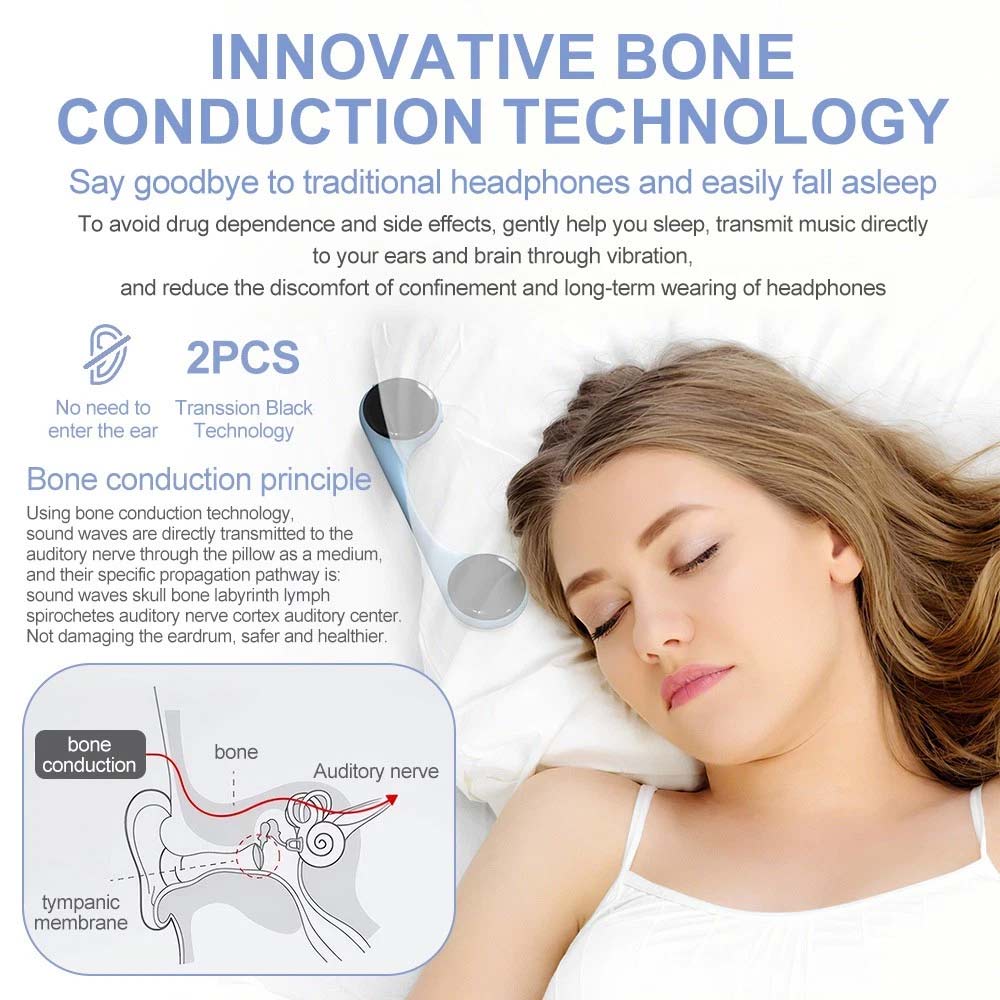 Under Pillow Sleep Speaker - Bone Conduction Wireless Speaker with 10 Sleep Sounds