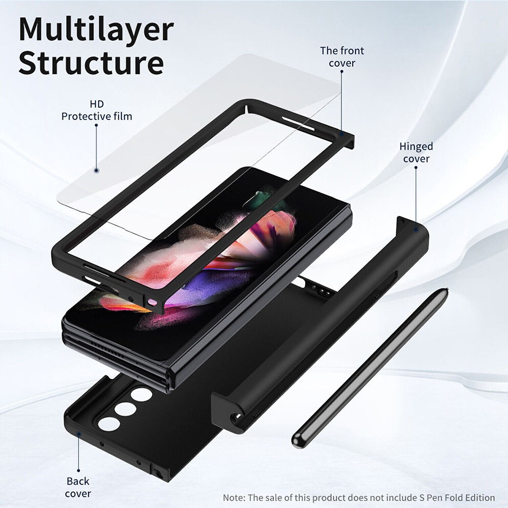 Full Cover Shockproof Hybrid Case With Pen Holder For Galaxy Z Fold 4 / Fold 3
