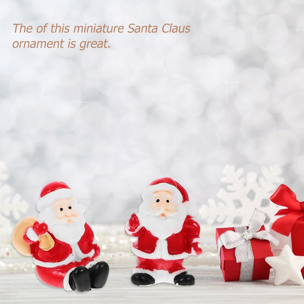 12Pcs Random Miniature Santa Claus Ornament Set - Micro Christmas Scene Figurines for Indoor Decor