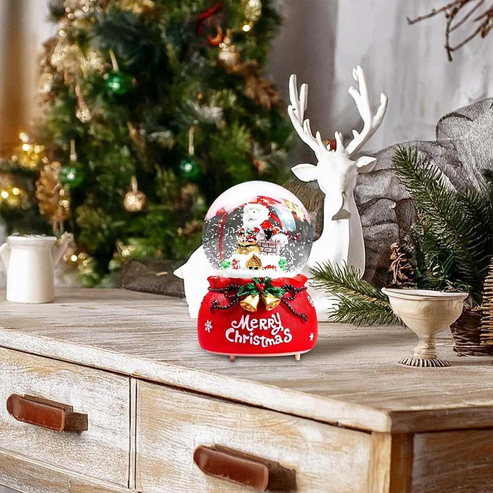 LED Santa Snow Globe – Musical Christmas Snow Globe with Colour Changing Light