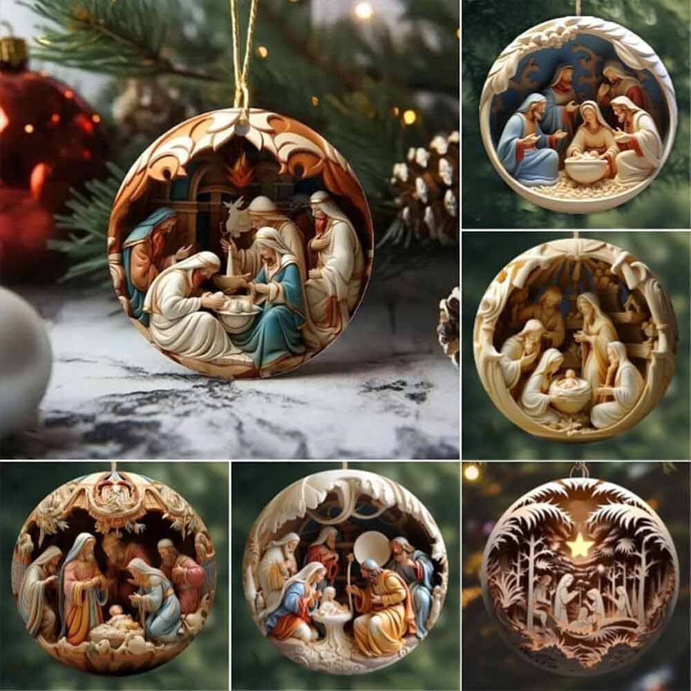 6PCS Nativity Christmas Ornament for Xmas Tree Birth of Jesus Christian Decor