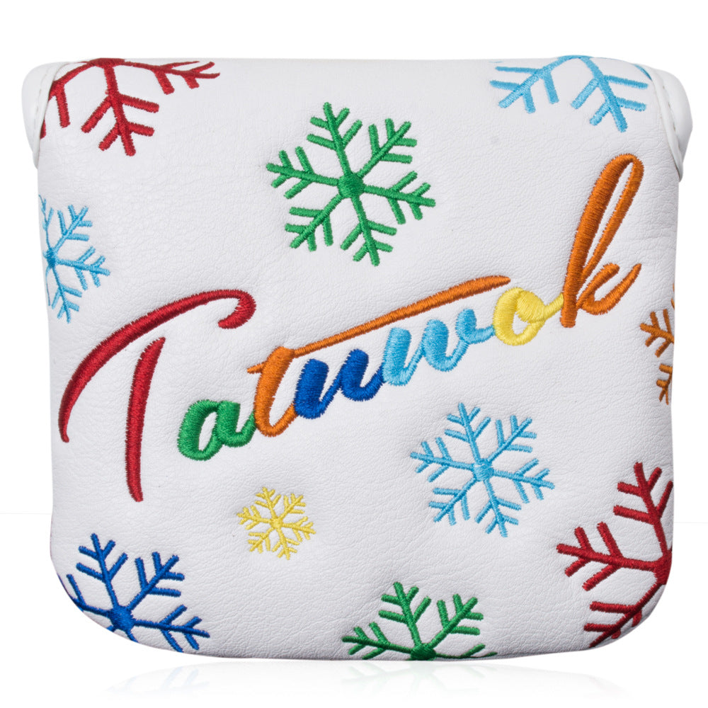 Golf Mallet Putter Cover – Snowflake Embroidered PU Leather Headcover