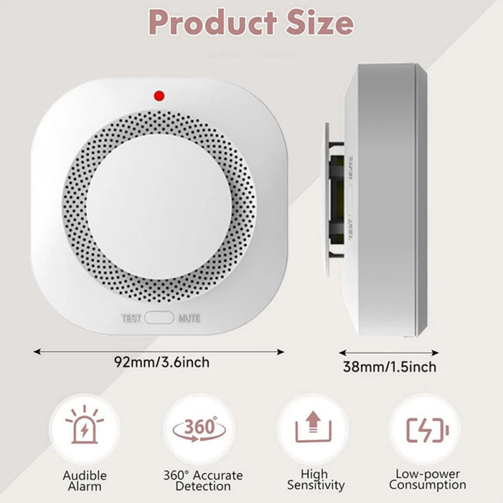 2-Pack Smoke & Gas Alarm Detector, Fire Alarm Sensor Battery-Powered for Home Safety