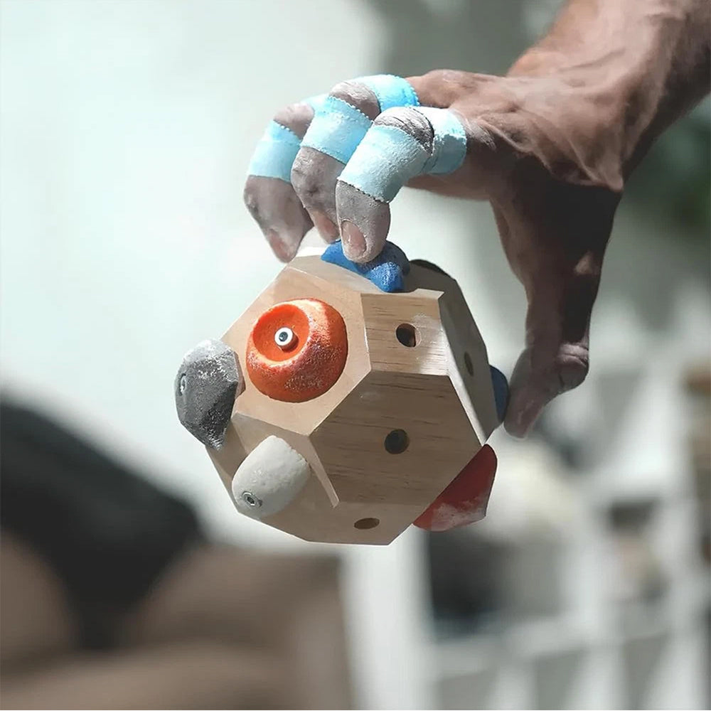 Portable 3D Wooden Boulder Climbing Ball – Handcrafted Finger Strength Trainer with Adjustable Holds