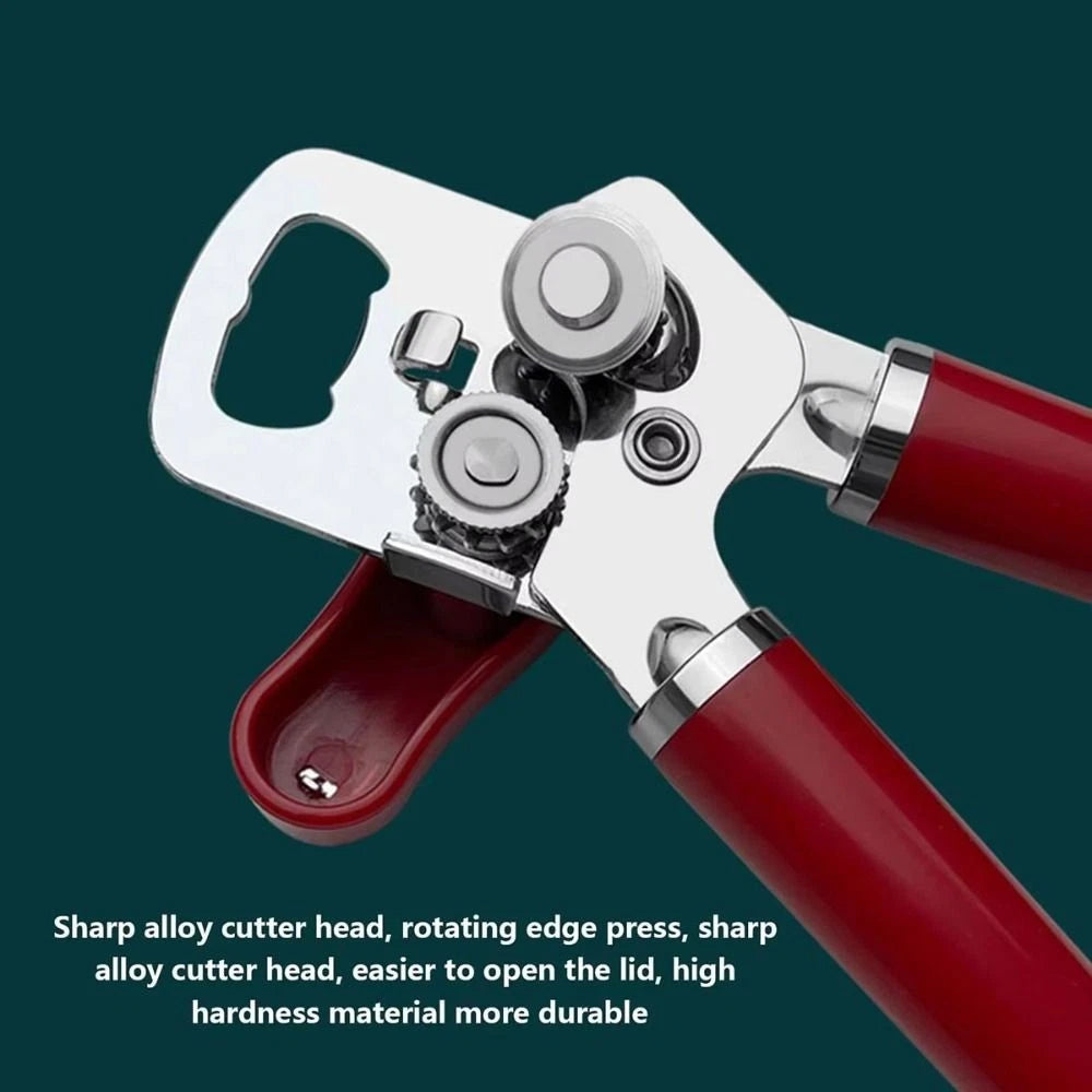 Stainless Steel Can Opener - Red Multifunctional Manual Opener Bottle Opener