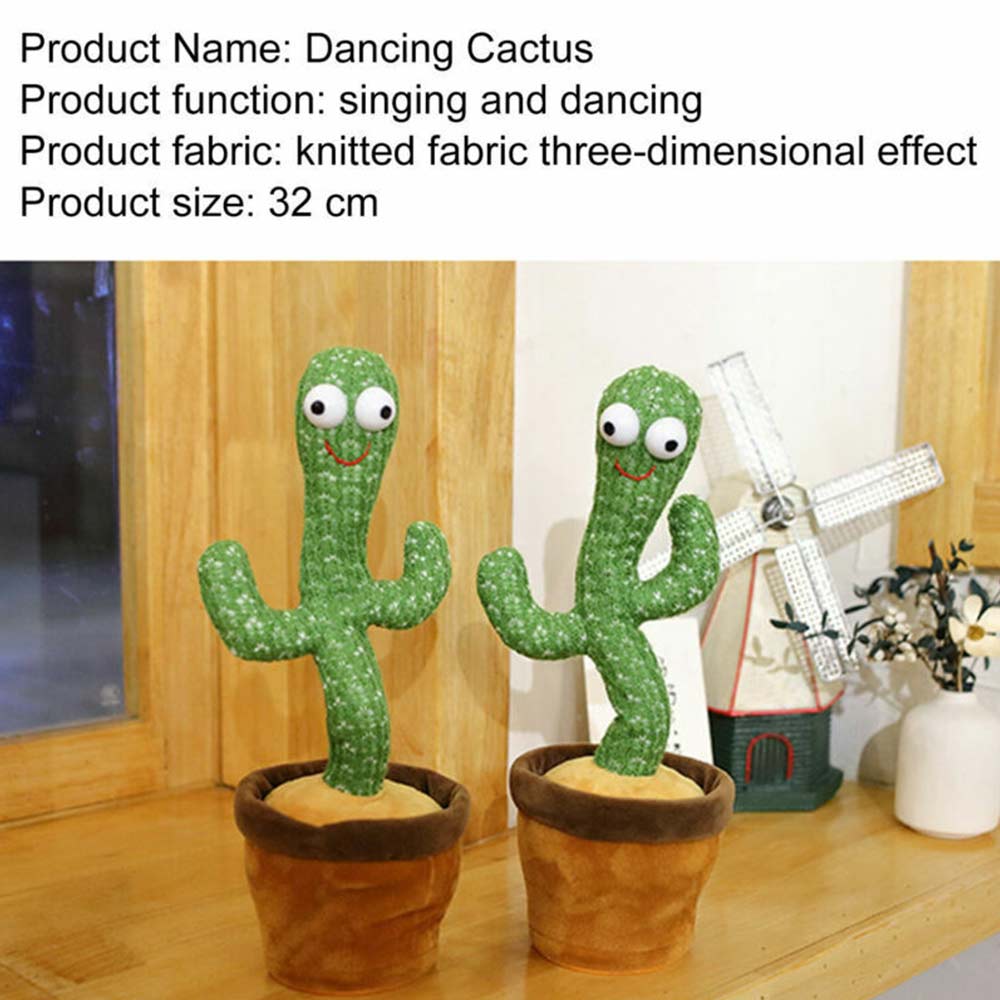 Talking Toy Dancing Cactus Doll Speak Talk Sound Record Repeat Kawaii Cactus Toy