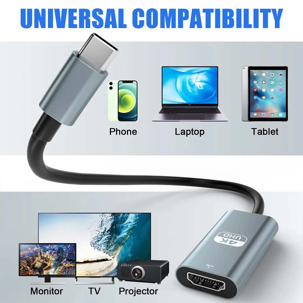 USB 3.1 Type C to HDMI Adapter Cable - 4K 60Hz for Laptop, Tablet, TV