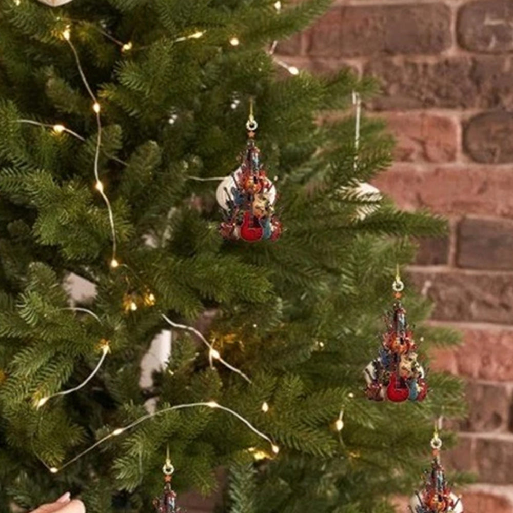 10PCS Guitar Christmas Ornaments - Rockin' Around The Guitar 2D Acrylic Xmas Tree Decorations