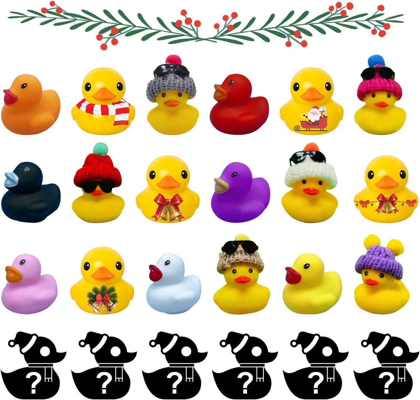 Christmas Advent Calendar 24 Days Countdown Box Float Squeaky Sound Duck Toy