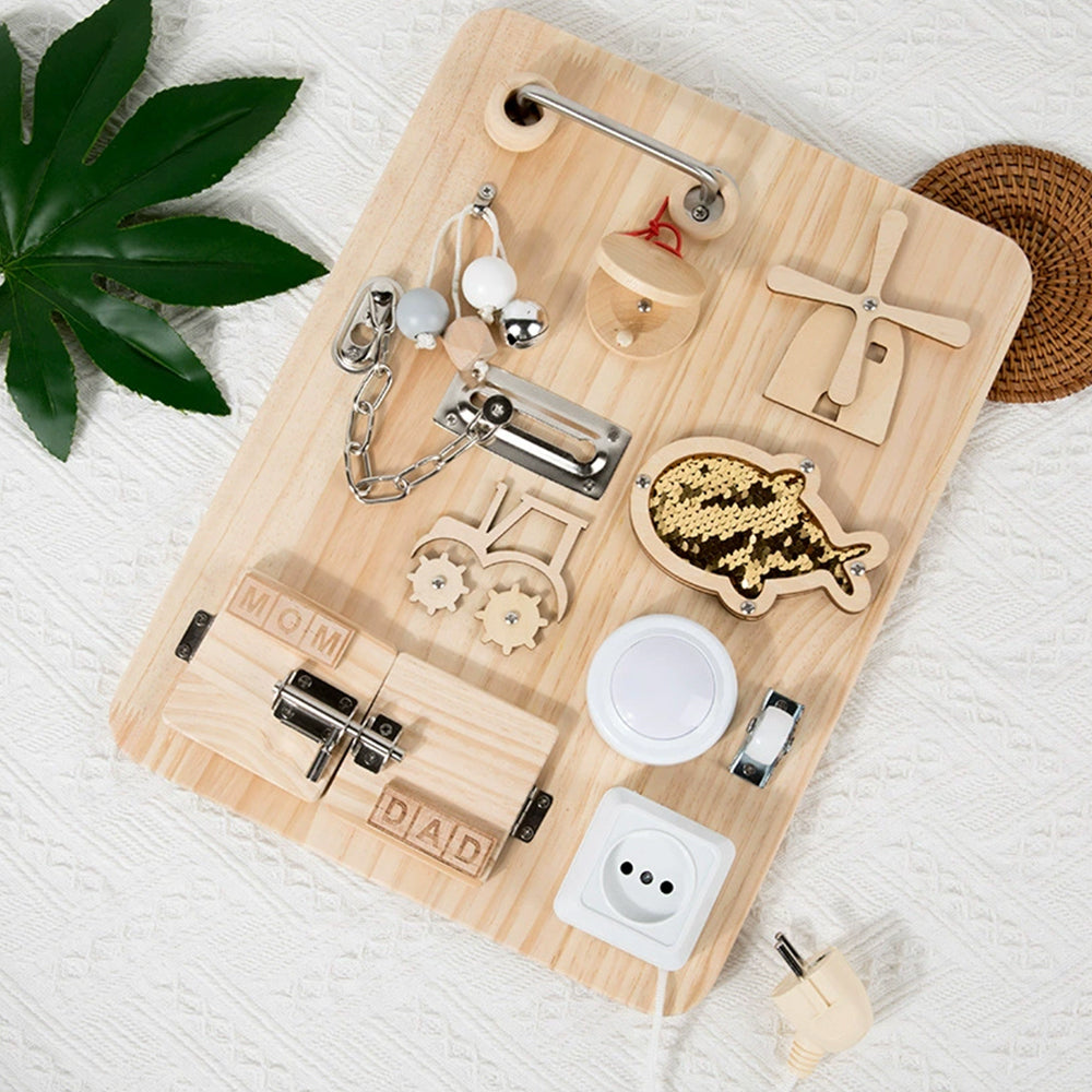 Montessori Busy Board - Educational Fidget Sensory Activity Board for Early Development