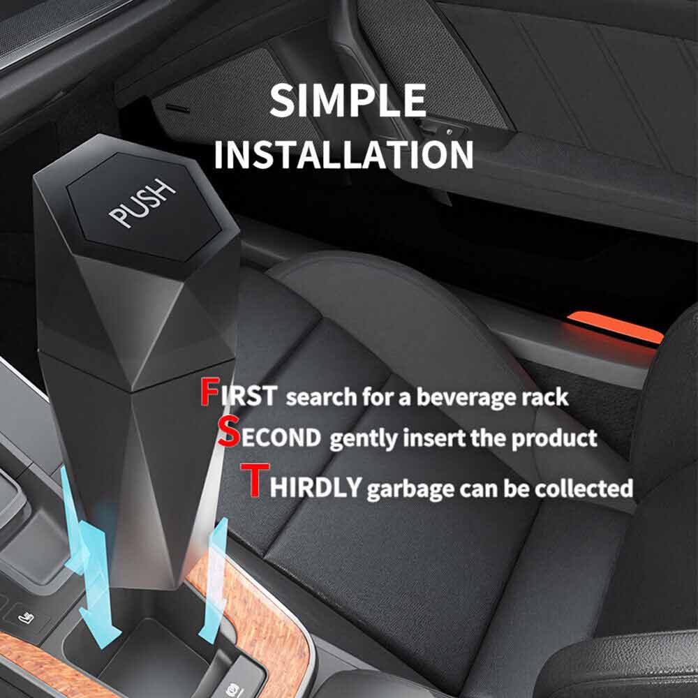 Mini Car Trash Can Bin Push with Lid Car Portable Garbage Can Car Accessories