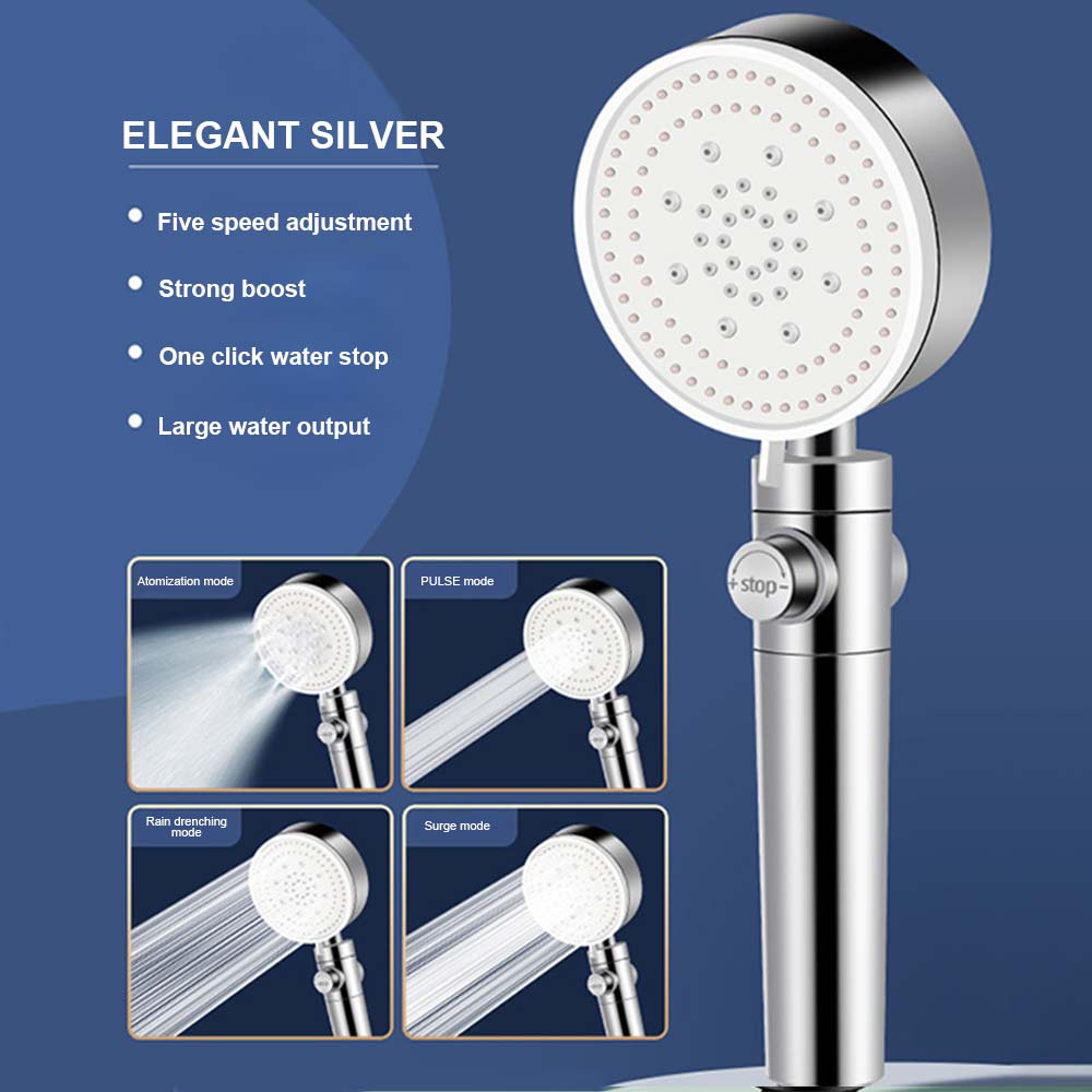 1pc High-Pressure Shower Head, Multi-Functional Hand Held Sprinkler With 5 Modes
