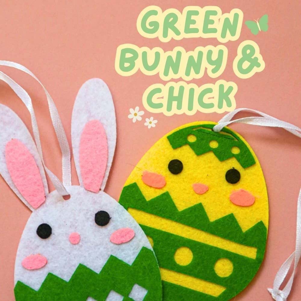 24PCS Hanging Easter Felt Eggs Decorations - Chicks & Bunnies for Home Festive Display