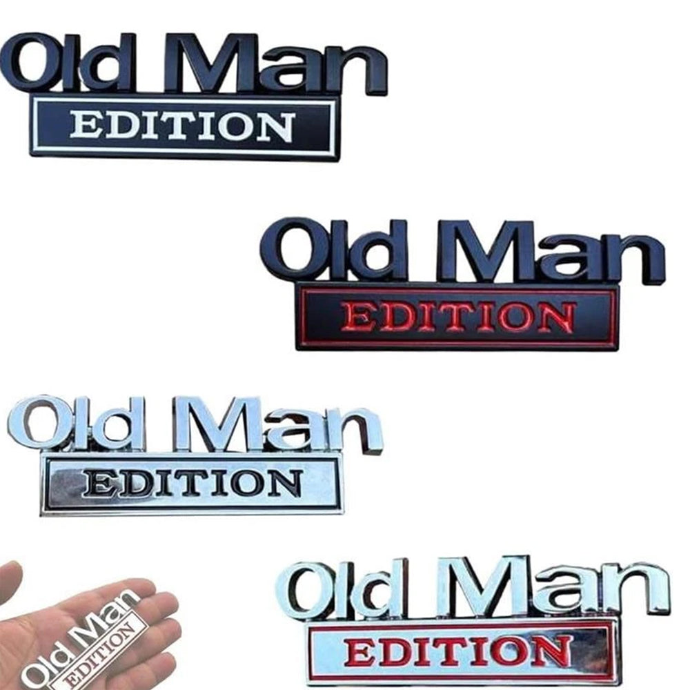 Old Man Edition 3D Metal Emblem Badge (2-Pack) - Alloy Car Sticker for Fender, Door, Truck - Multi-Color Options