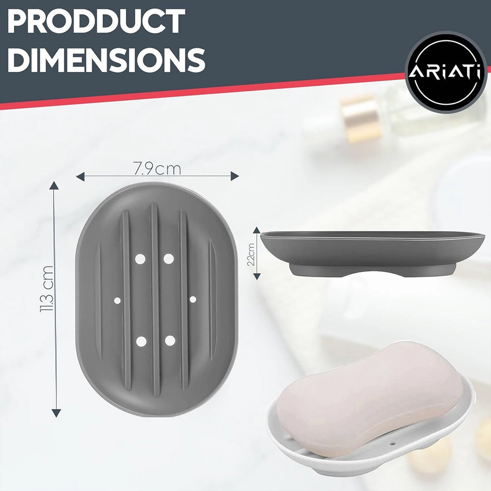 2-Pack Soap Tray – Silicone Bathroom Dish Soapbox with Drainage Holder