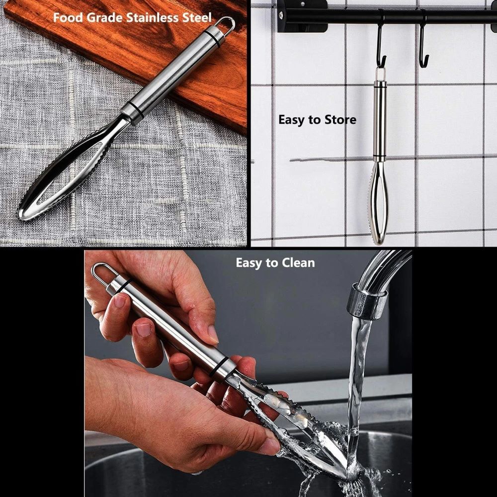 Multifunctional Kitchen Scaling Tool – 304 Stainless Steel Fish Scaler for Easy Cleaning
