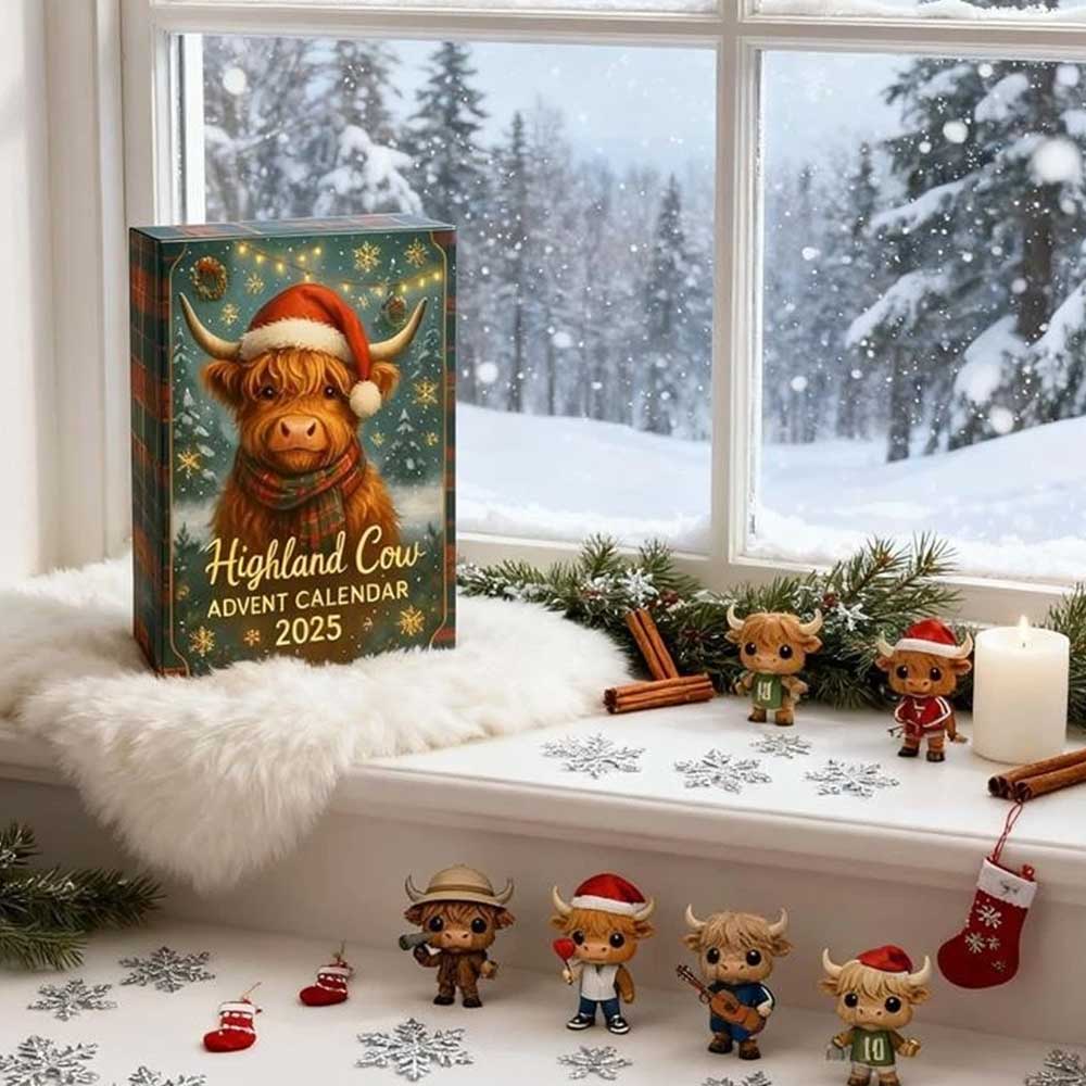 2025 Highland Cow Advent Calendar - 24 Days of Adorable 2D Surprises & Christmas Countdown