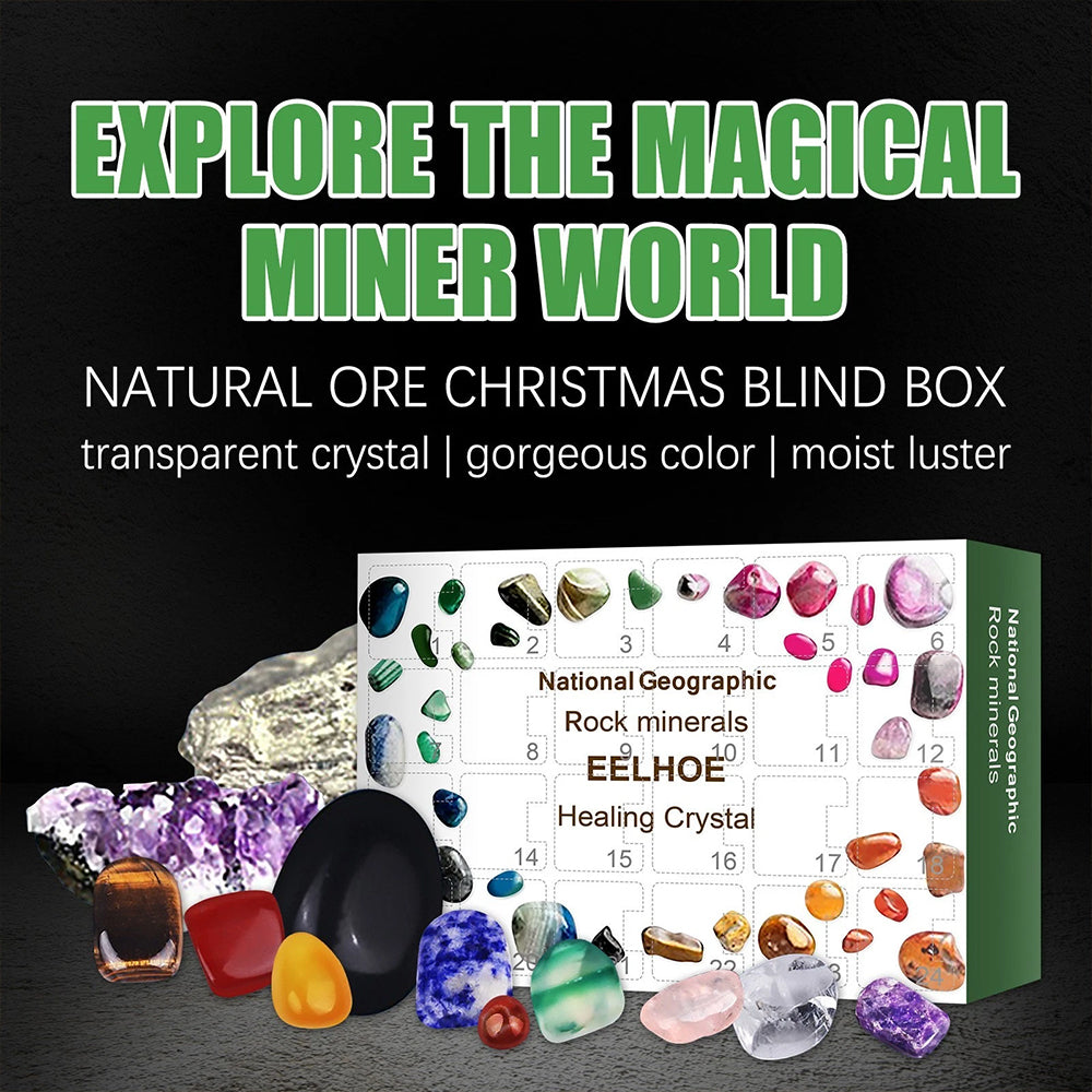 2025 Crystal Advent Calendar with 24 Healing Stones & Minerals | Countdown to Christmas with Science & Magic