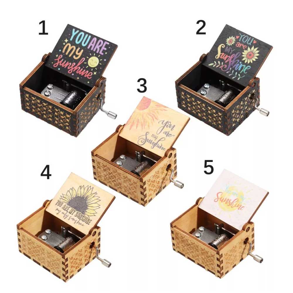 Gifts Hand-Cranked You are My Sunshine Music Box Musical Boxes Black Engraved