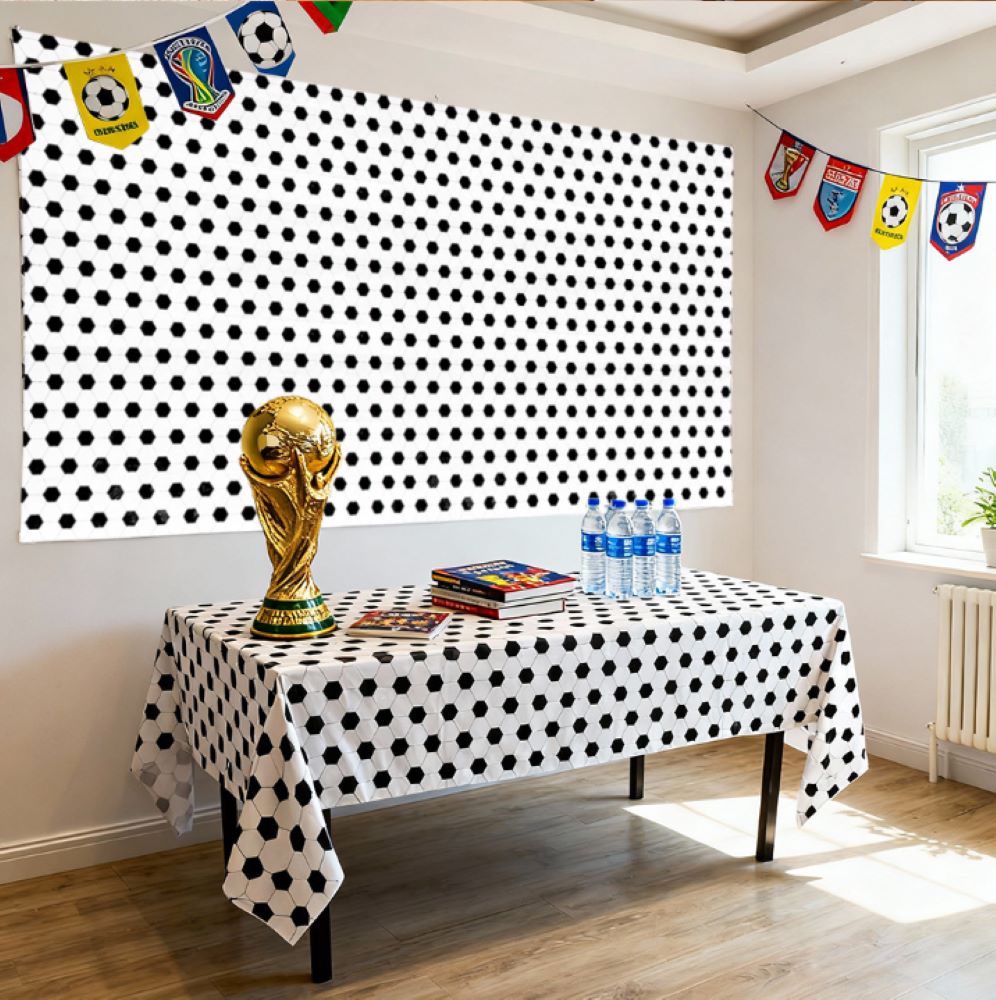 Soccer Theme Disposable Tablecloth Set of 2 – Party Background Cover, PE Plastic
