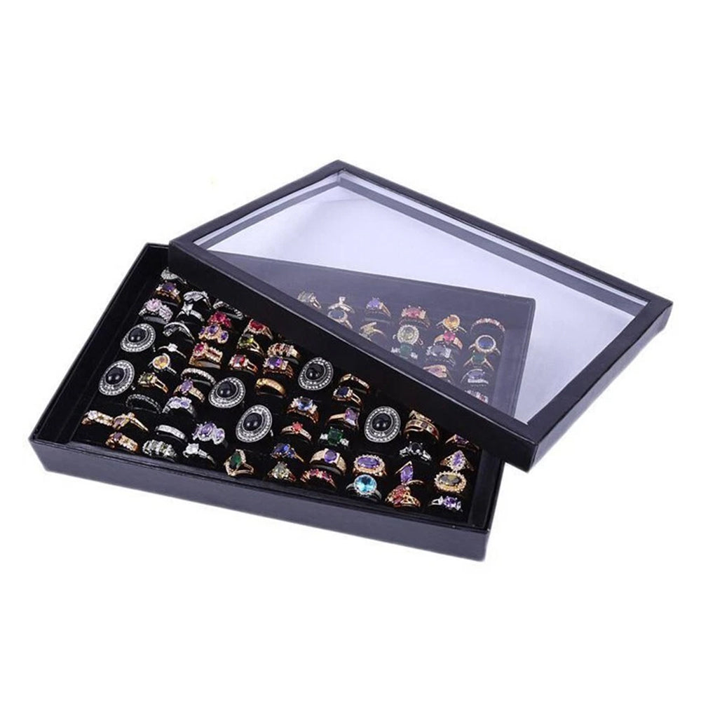 100-Slot Ring Storage Box – Jewellery Display Organiser Case Tray Holder