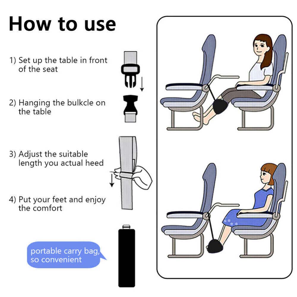 Travel Foot Rest Footrest Leg Pillow Airplane Flight Foam Cushion Sling Hammock