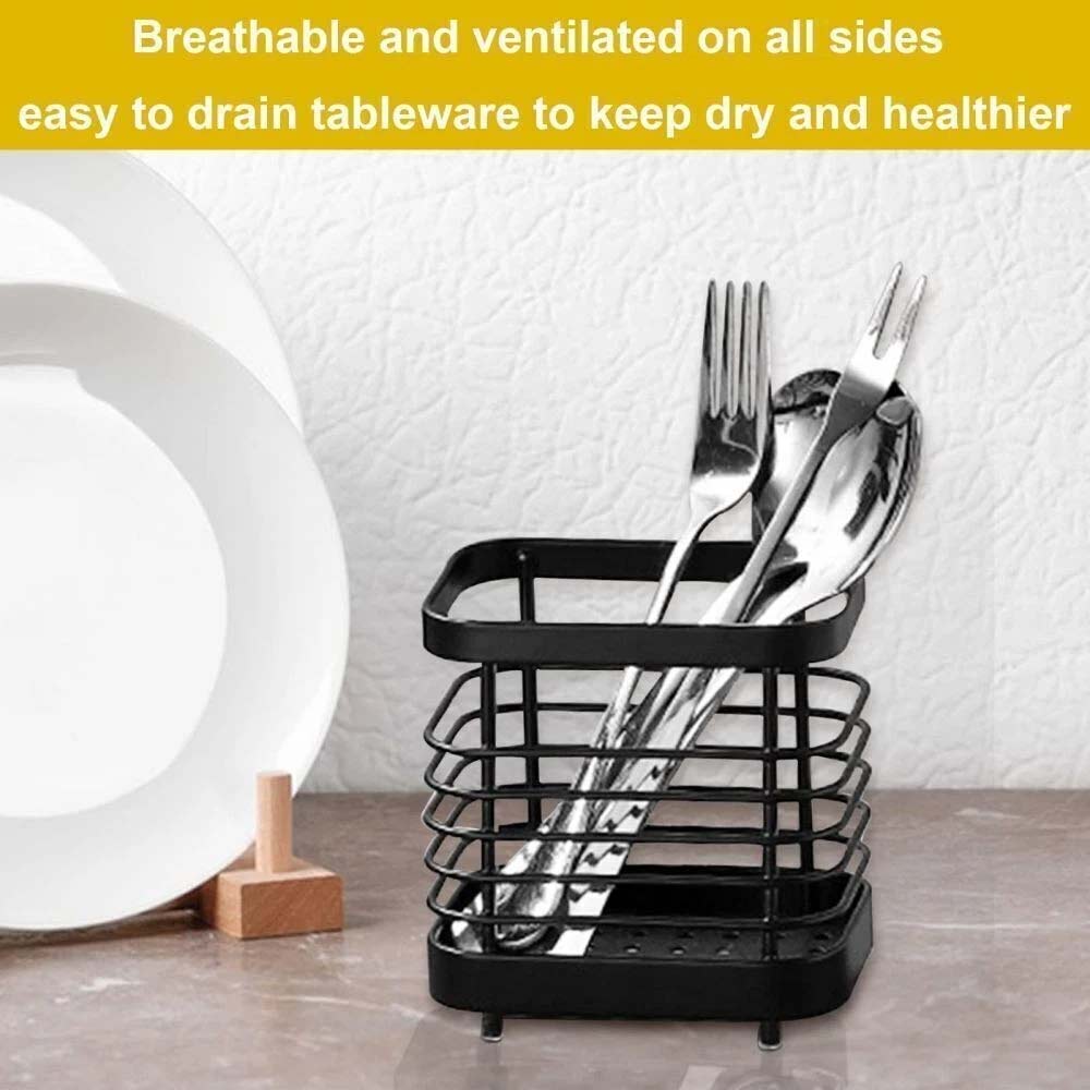 Stainless Steel Cutlery Holder - Kitchen Utensil Drainer Sink Caddy Stand 10.5cm