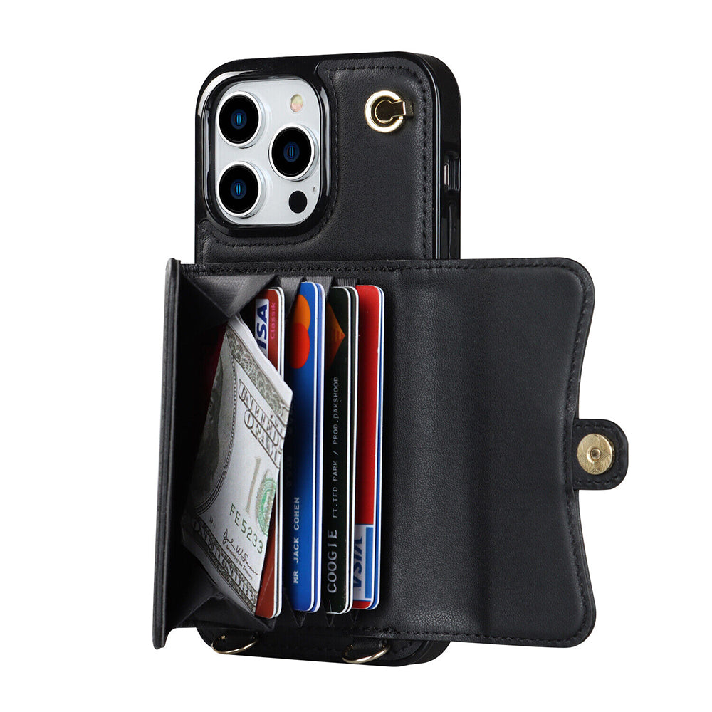For iPhone 14 Pro Max Plus Case Leather Wallet Cover Card holders Coins Storage