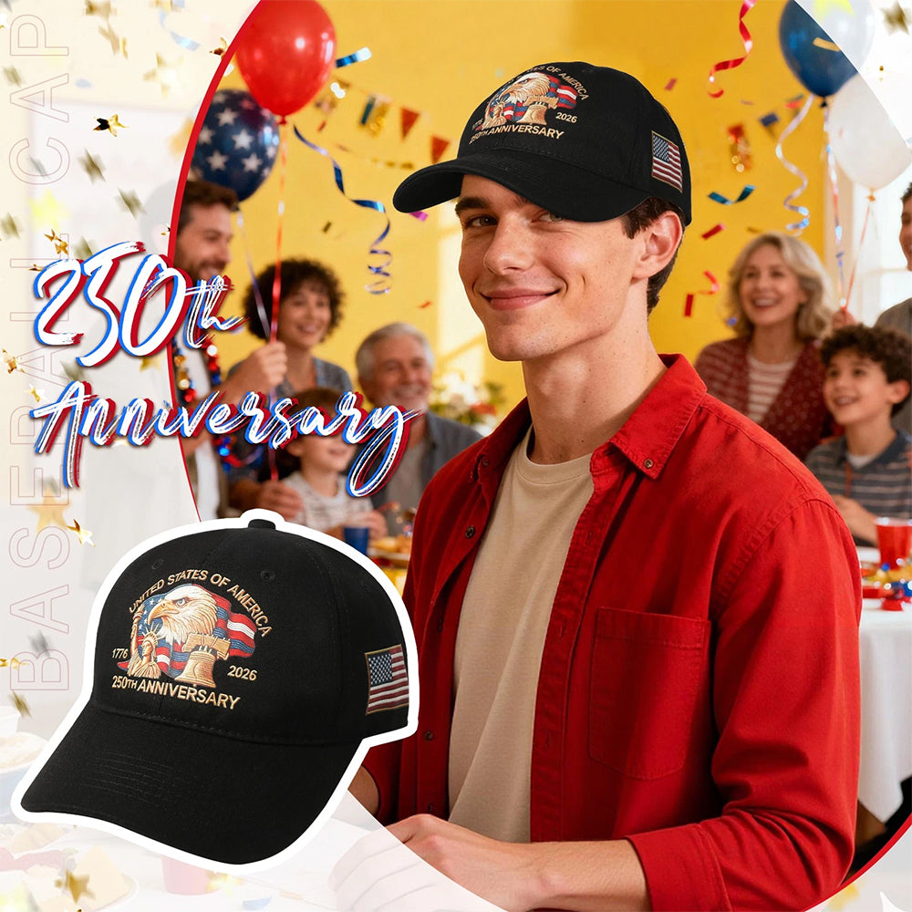 USA 250th Anniversary Baseball Cap - Patriotic 3D Print Hat 1776-2026
