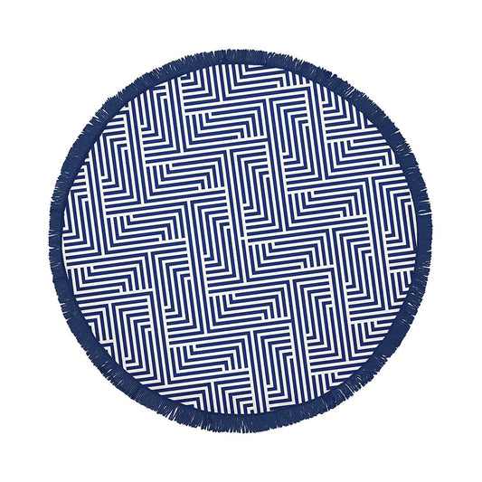 Round Beach Towel with Tinsel - Blue